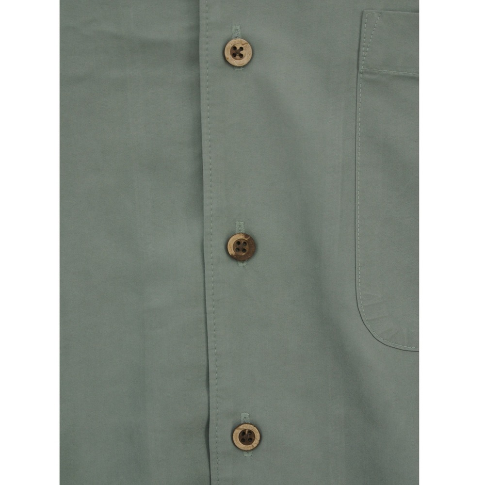 Caribbean Mens Large Sage Green Modal Blend Camp Collar Short Sleeve Button Down - Picture 7 of 7